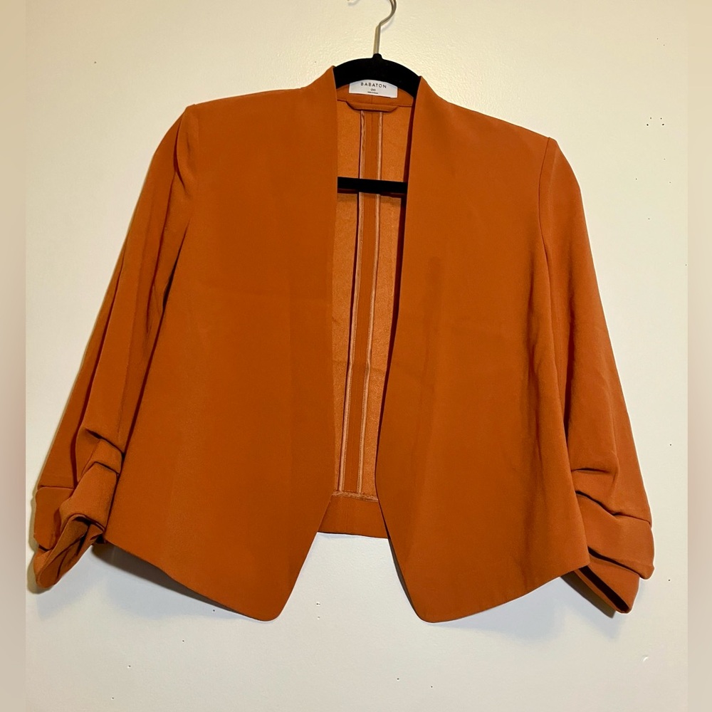 Babaton Vibrant Pumpkin Orange Blazer-unlined, but elegantly stitched - Picture 7 of 16